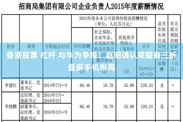 香港股票 杠杆 与华为争锋！赵明确认荣耀有三折叠屏手机布局