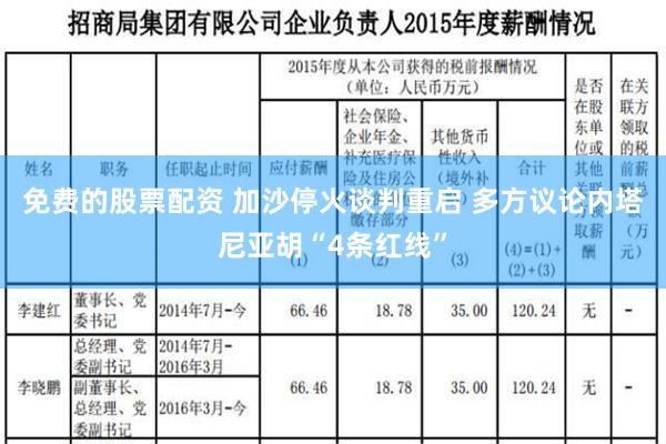 免费的股票配资 加沙停火谈判重启 多方议论内塔尼亚胡“4条红线”