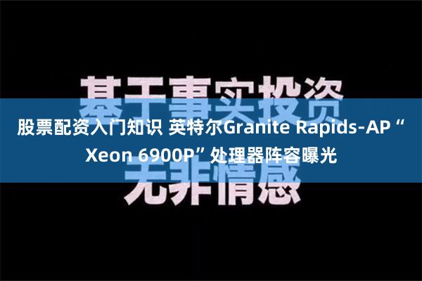 股票配资入门知识 英特尔Granite Rapids-AP“Xeon 6900P”处理器阵容曝光