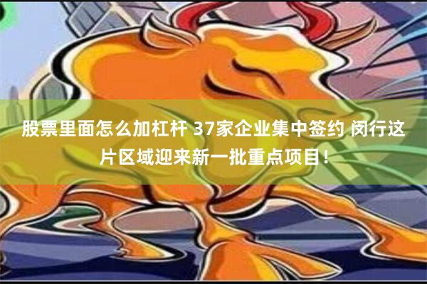 股票里面怎么加杠杆 37家企业集中签约 闵行这片区域迎来新一批重点项目！