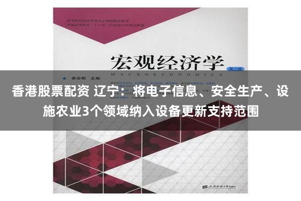 香港股票配资 辽宁：将电子信息、安全生产、设施农业3个领域纳入设备更新支持范围